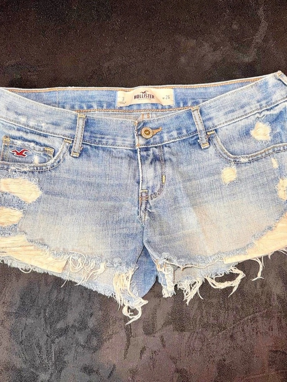 Hollister Women's Distressed Denim Jean Shorts Waist 26 Blue